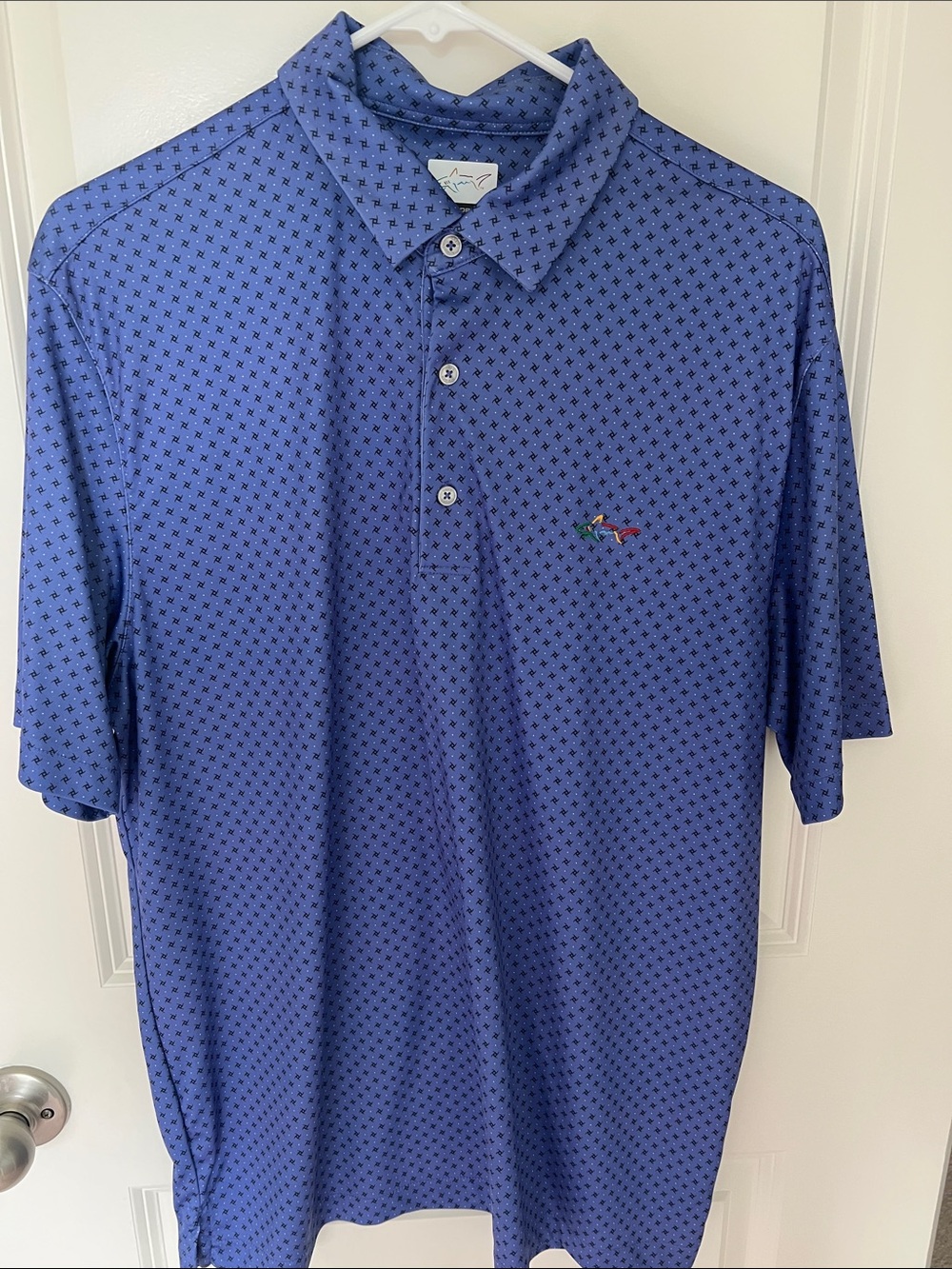 Greg Norman Collection Blue Microprint Polo